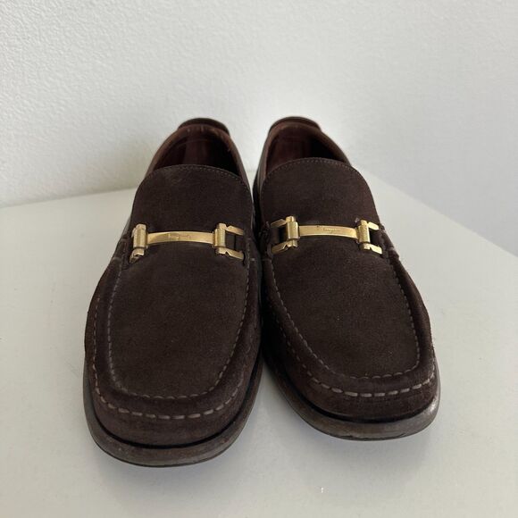 Vintage Salvatore Ferragamo Suede Penny Loafer Gold Buckle Brown Men\'s Size 8 main image 6